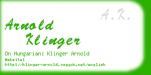 arnold klinger business card